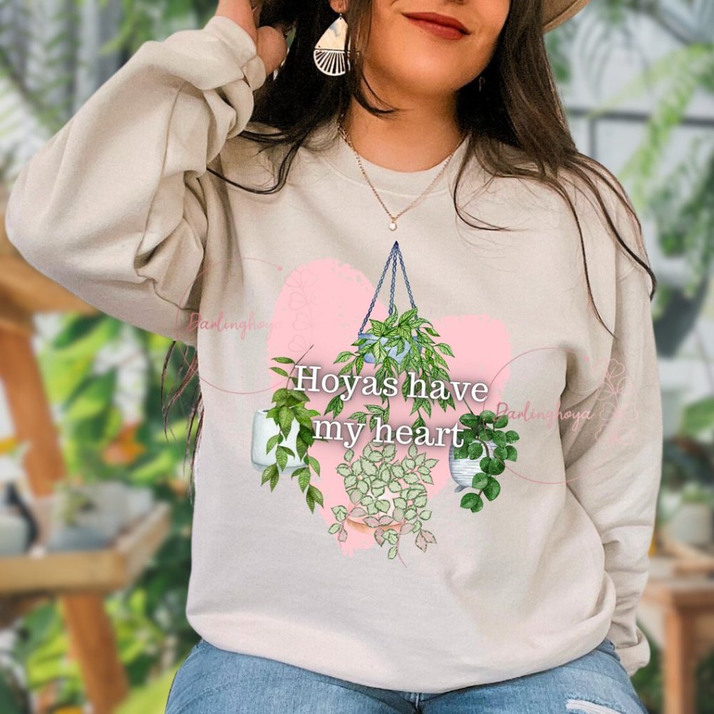 Hoyas Have My Heart Unisex Graphic Crew Neck Sweatshirt